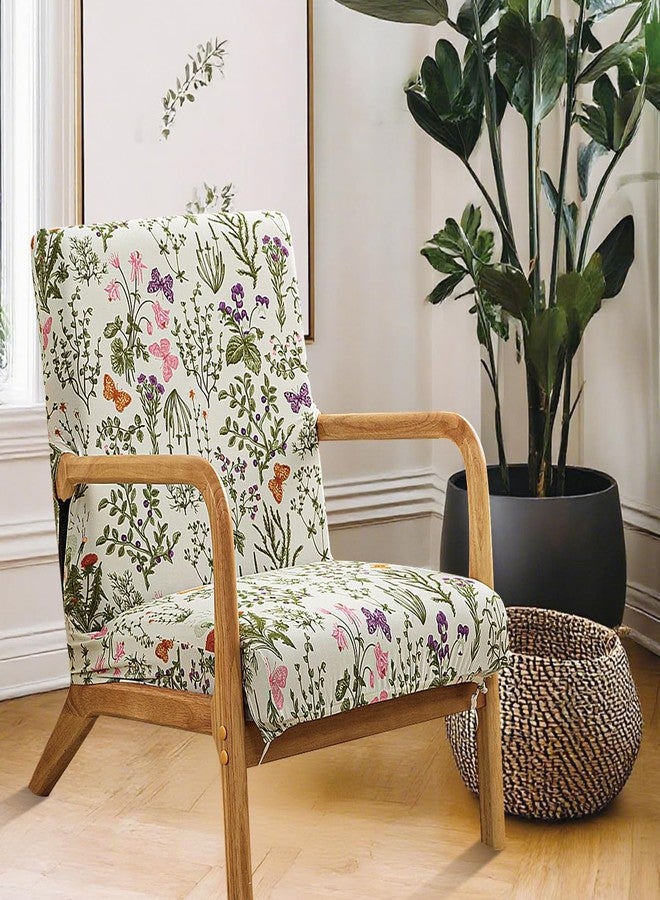 SONNACH Mid-Century Modern Chair Cover,Stretch Accent Chair Slipcovers with Arms,Printed Reading Armchair Covers Washable for Living Room (Butterfly) - Image 2